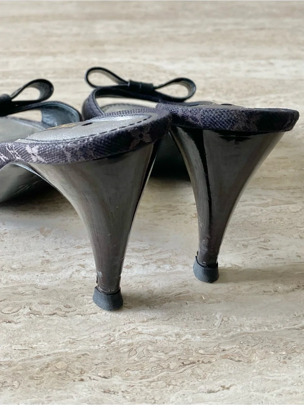 Vintage Louis Vuitton Monogram Canvas Bow Mule Sandal Heels